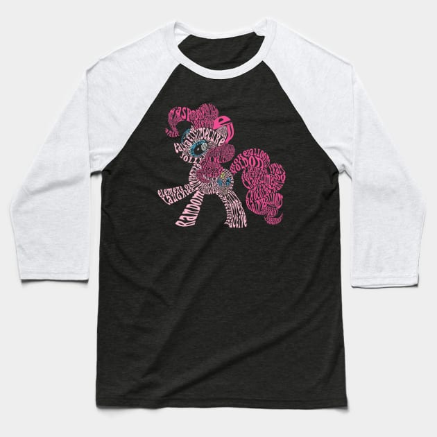 Wordy Pinkie Pie Baseball T-Shirt by WanWanWana